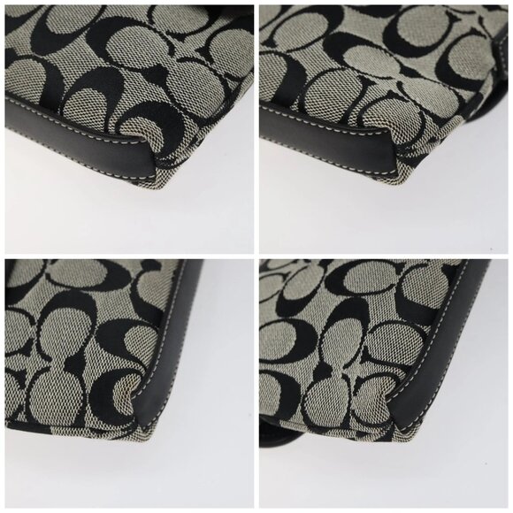 Coach Signature Hand Bag Canvas Gray Black Auth - Picture 16 of 16